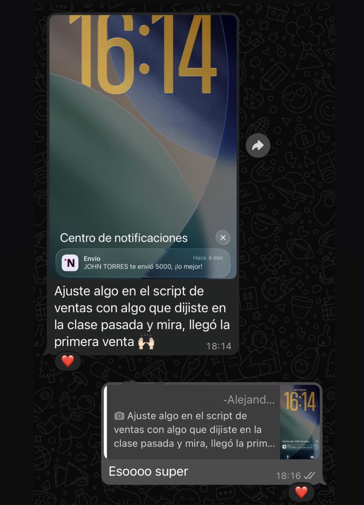 Depoimento de aluno — resultado 1